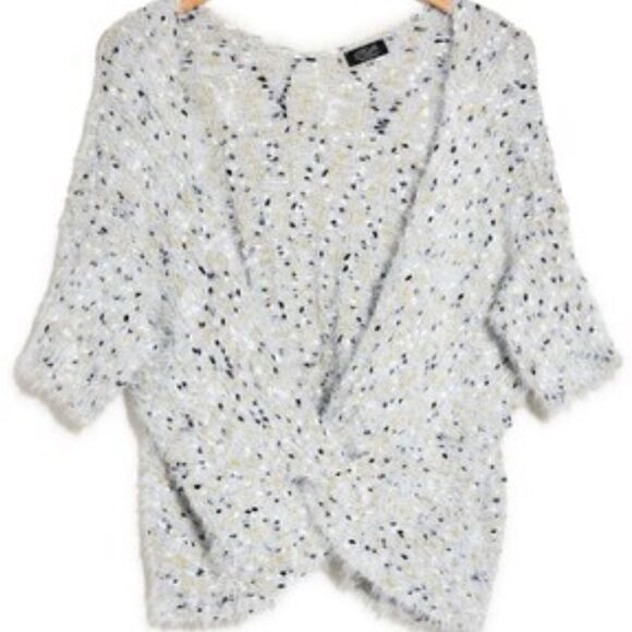 💼NWT Roffe Twist Front Eyelash Sweater Pullover Short Sleeve - Picture 2 of 10